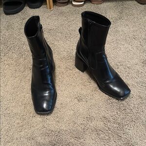 Black Leather Ankle Boots
